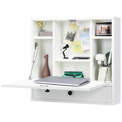 CB10278WH Wall-Mount Floating Desk Foldable Space Saving Laptop Workstation, White