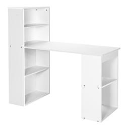 CB10301WH Writing Workstation Office Computer Desk with 6-Tier Storage Shelves, White
