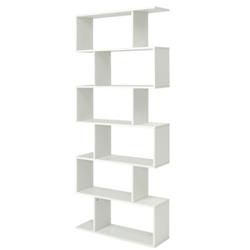 CB10344WH 6-Tier S-Shaped Bookshelf Storage Display Bookcase Decor Z-Shelf, White
