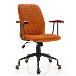 Picture of Total Tactic CB10349OR Velvet Home Office Chair with Wooden Armrest, Orange