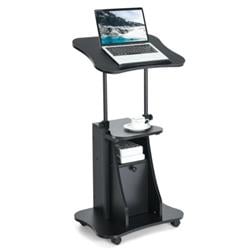 CB10371DK Adjustable Mobile Standing Desk Cart with Tilt Desktop & Cabinet, Black