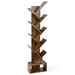 CB10372CF 10-Tier Tree Bookshelf with Drawer Free-standing Storage Bookcase