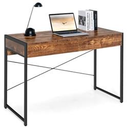 CB10391CF 2 Drawer Home Office Desk with Steel Frame, Rustic Brown