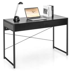 CB10391DK 2 Drawer Home Office Desk with Steel Frame, Black