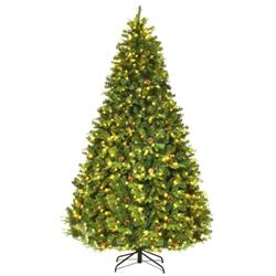 CM20637 8 ft. Flocked Artificial Christmas Tree with LED Lights & Pine Cones