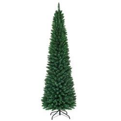 CM20656 8 ft. PVC Prelit Artificial Slim Pencil National Christmas Tree with Metal Stand