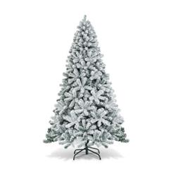 CM22068 7.5 ft. Snow Flocked Hinged Artificial Christmas Tree without Lights