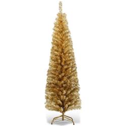 CM22107 6 ft. Tinsel Tree Unlit Slim Pencil Christmas Tree, Champagne