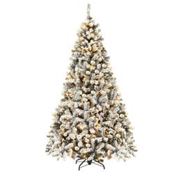 CM22729 7.5 ft. Pre-Lit Premium Snow Flocked Hinged Artificial Christmas Tree -  Total Tactic