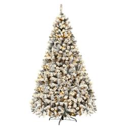 CM22730 9 ft. Pre-Lit Premium Snow Flocked Hinged Artificial Christmas Tree -  Total Tactic