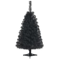 CM22790BK 3 ft. Unlit Artificial Christmas Halloween Mini Tree with Plastic Stand, Black