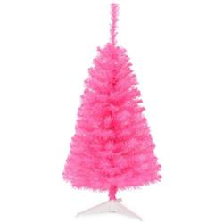 CM22790PI 3 ft. Premium Artificial Christmas Mini Tree with Stand, Pink
