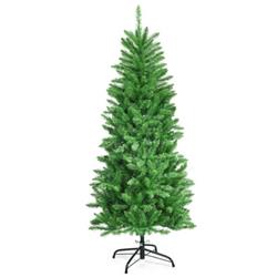 CM22809 5 ft. PVC Hinged Pre-Lit Artificial Fir Pencil Christmas Tree with 150 Warm White UL-listed Lights