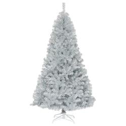 CM22827 7.5 ft. Hinged Unlit Artificial Silver Tinsel Christmas Tree