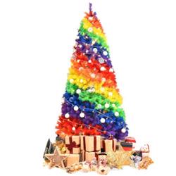 CM22830 7 ft. Artificial Hinged Traditional Christmas Tree with Metal Stand