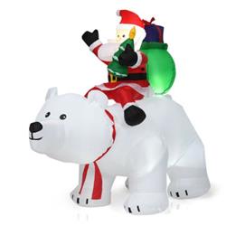 CM22832US 6.5 ft. Christmas Inflatable Santa Riding Polar Bear with Shaking Head LED Light