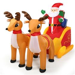 CM22833US 7.5 ft. Waterproof Outdoor Inflatable Santa with Double Deer & Sled