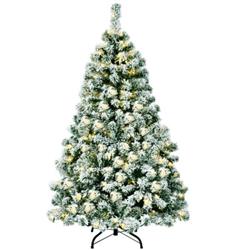 CM22868US 4.5 ft. Pre-Lit Premium Snow Flocked Hinged Artificial Christmas Tree -  Total Tactic