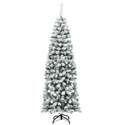 CM22872 6 ft. Unlit Hinged Snow Flocked Artificial Pencil Christmas Tree with 500 Branch Tip