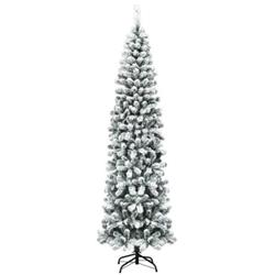 CM22873 7.5 ft. Unlit Hinged Snow Flocked Artificial Pencil Christmas Tree with 641 Tips