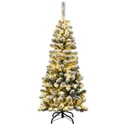 CM22874US 4.5 ft. Pre-Lit Snow Flocked Pencil Christmas Tree with 150 LED Light