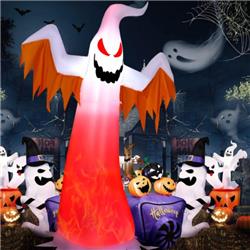 CM23459US 8 ft. Halloween Inflatable Ghost with Rotatable Flame LED Lights