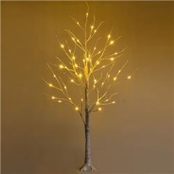 CM23467US 4 ft. Pre-Lit White Twig Birch Tree for Christmas Holiday with LED Lights