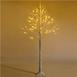 CM23468US 5 ft. Pre-Lit White Twig Birch Tree with 72 LED Lights for Christmas
