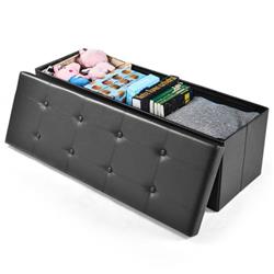 HW51346BK 45 in. Large Folding Ottoman Storage Seat, Black
