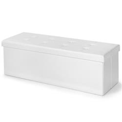 HW51346WH 45 in. Large Folding Ottoman Storage Seat, White