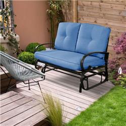 Picture of Total Tactic HW51783NY Outdoor Patio Cushioned Rocking Bench Loveseat, Blue