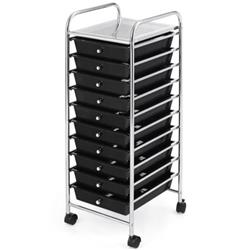 HW52045BK 10 Drawer Rolling Storage Cart Organizer, Black
