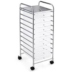 10 Drawer Rolling Storage Cart Organizer, Clear