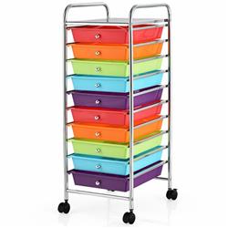 HW52045MT 10 Drawer Rolling Storage Cart Organizer, Multi Color