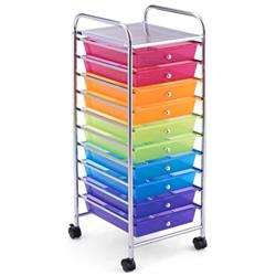 HW52045RB 10 Drawer Rolling Storage Cart Organizer, Color