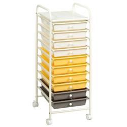 HW52045YE 10 Drawer Rolling Storage Cart Organizer, Yellow