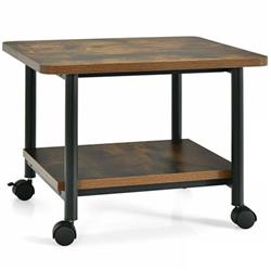 HW62954FG Under Desk Printer Stand with 360 deg Swivel Casters, Brown