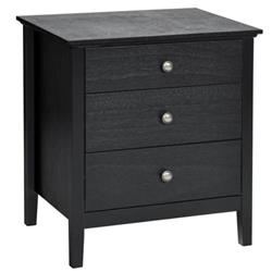 HW62966HS Nightstand Beside End Side Table Organizer with 3 Drawer, Black