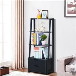 HW62988 4-Tier Ladder Bookshelf Storage Display with 2 Drawer