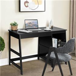 HW63087BK 47.5 in. Modern Home Computer Desk with 2 Storage Drawer, Black -  Total Tactic