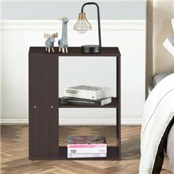 HW63104BN 2-Tier Side End Table with Storage Shelves, Brown