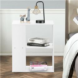 HW63104WH 23.5 x 11.5 x 20.5 in. 2 Tier Side End Table with Storage Shelves, White