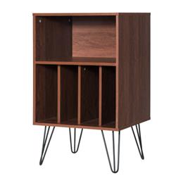 HW63116CF Freestanding Record Player Stand Record Storage Cabinet with Metal Legs