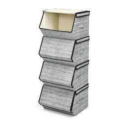 Picture of Total Tactic HW63119BK Storage Bins Stackable Cube with Lid, Black - Set of 4