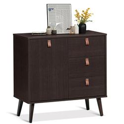 HW63194BN 32 x 15.5 x 31.5 in. 3 Drawer Sideboard Storage Display Cabinet, Brown -  Total Tactic