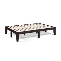 HW63259BN 14 in. Full Size Wood Platform Bed Frame with Wood Slat Support, Brown
