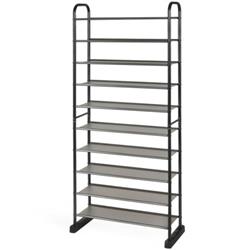 HW63424 10-Tier Metal Frame Shoe Rack Space-saving Shoe Organizer