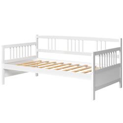 HW63521WH Twin Size Wooden Slats Daybed Bed with Rails, White -  Total Tactic