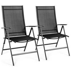 HW63631BK-2 Adjustable Portable Patio Folding Dining Chair Recliner, Black - Set of 2 -  Total Tactic