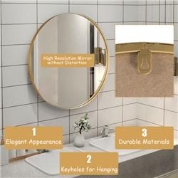 Picture of Total Tactic HW63840GD 27.5 in. Modern Metal Wall-Mounted Round Mirror for Bathroom, Golden